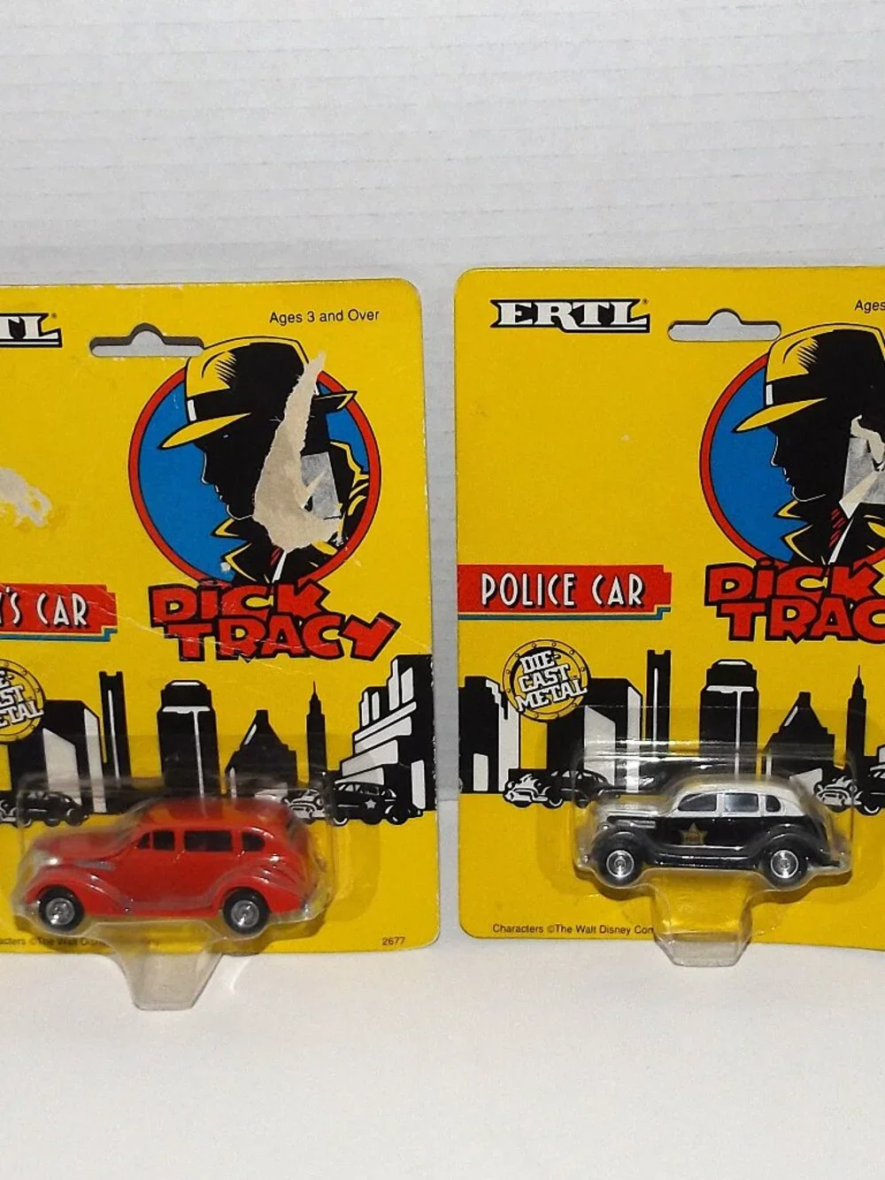 2 - 1990 Ertl Walt Disney Dick Tracy 1:64 Die Cast Metal Cars New Other Sealed